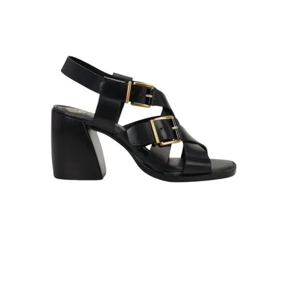 Vince Camuto Size 7 NEW Penina Black Leather Strappy Heeled Sandals New in Box - Picture 5 of 9